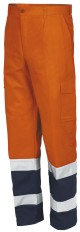 Pantalone Lungo da Lavoro Arancione e Blu con Bande Retroriflettenti