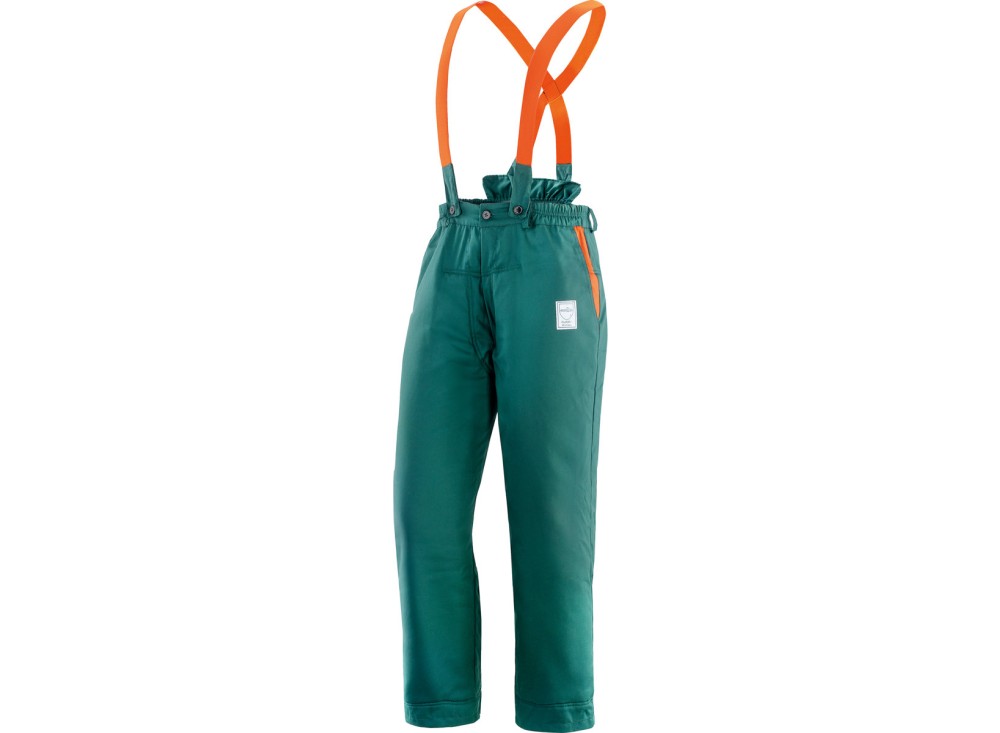 Pantaloni Antitaglio Arancio/Verde per Uso Forestale