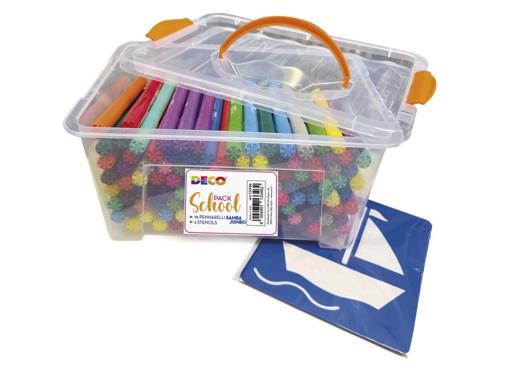 Pennarelli Jumbo School Pack 96 Pz con 6 Stencil
