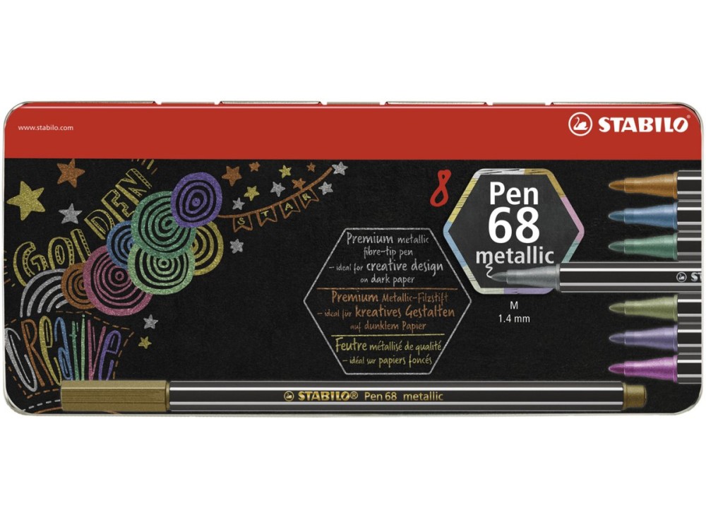 Pennarelli Pen 68 Metallic, Colori Assortiti, 6 Pezzi