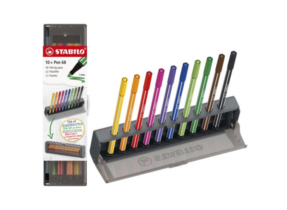 Pennarelli punta 1 mm STABILO Pen 68 Click set, 10 colori