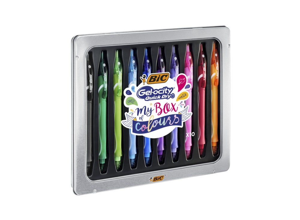 Penne Gel a Scatto Gelocity Quick Dry, con Astuccio in Metallo