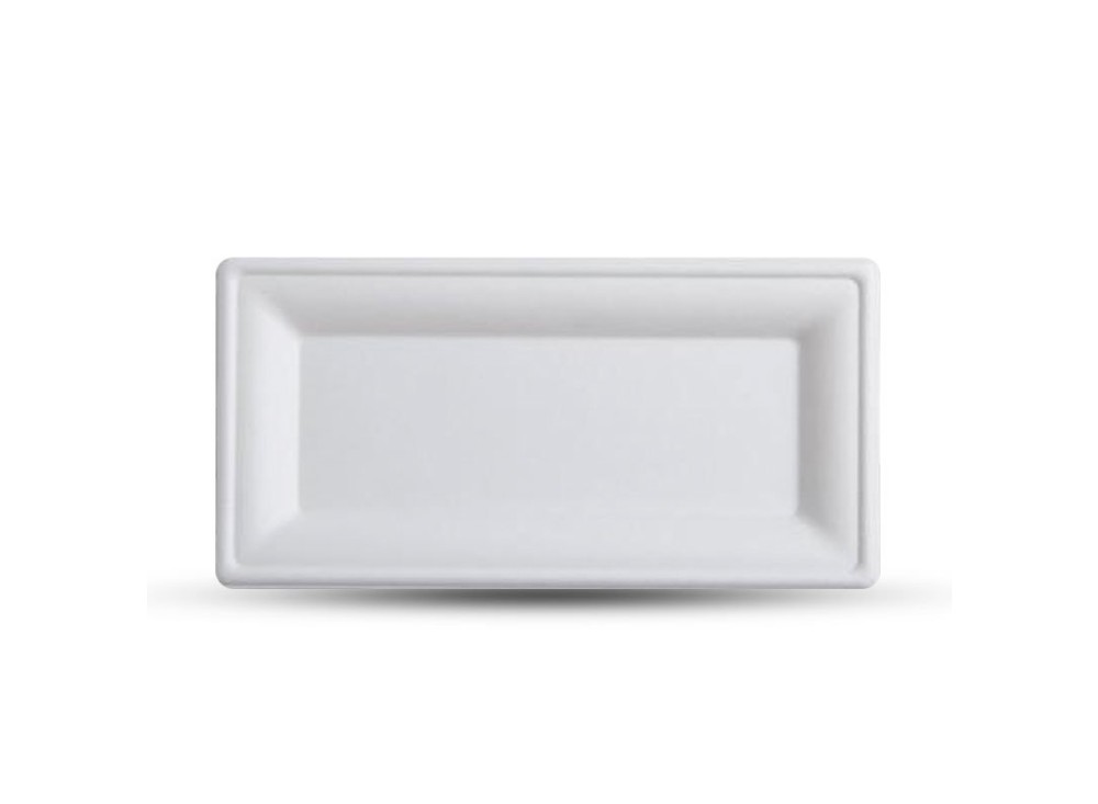 Piatto rettangolare compostabile 13x26 cm SignorBIO 50 pezzi
