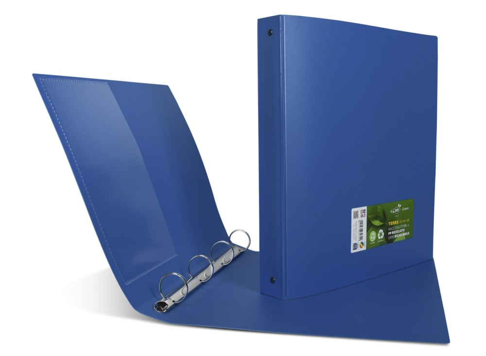 Portalistino Terra Formato A4 con Quattro Anelli Tondi di Diametro cm 3, Vari colori