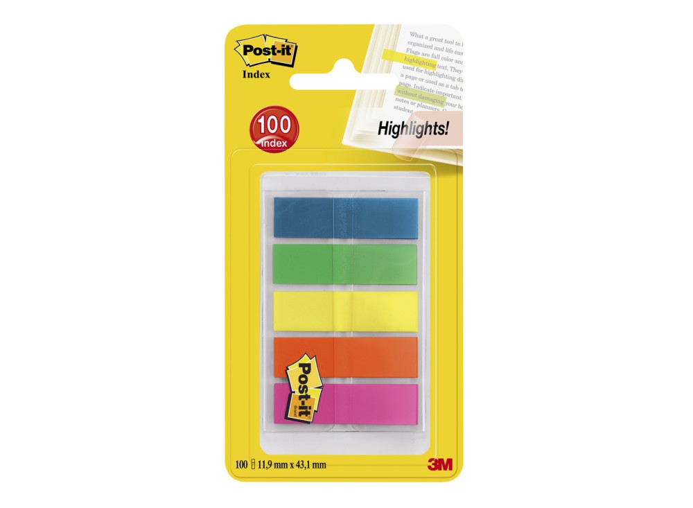 Post-it® Index Mini Full Color, 5 Blocchi, Colori Fluo