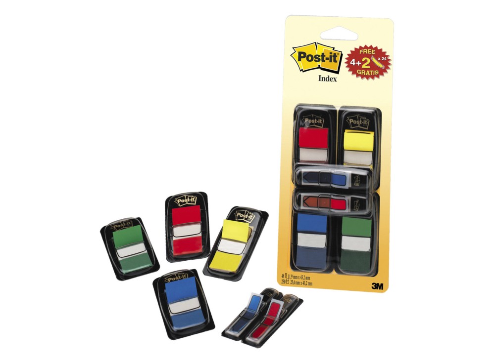 Post-it® Index Value Pack, 4 Dispenser + 2 Omaggio