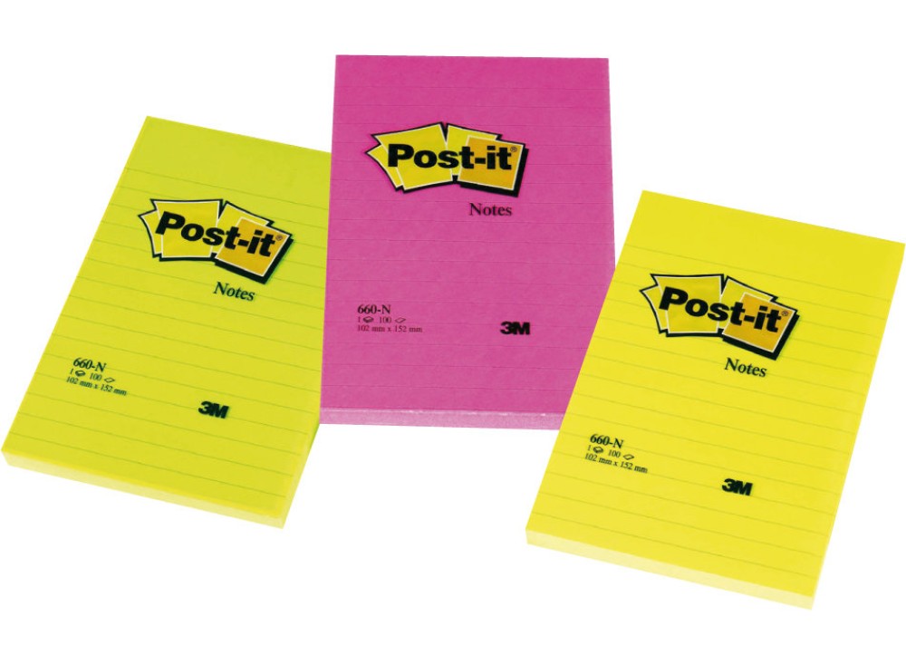 Post-it® Notes a Righe, 6 Blocchetti, 102 x 152 mm