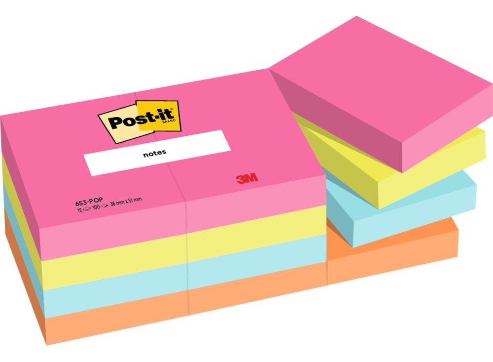 Post-it® Poptimistic, Foglietti Riposizionabili, 100 Fogli, Varie Dimensioni