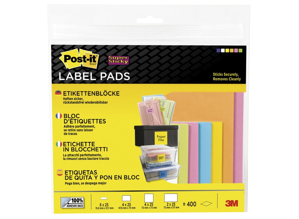 Post-it® Super Sticky, Etichette Rimovibili, Vari Formati