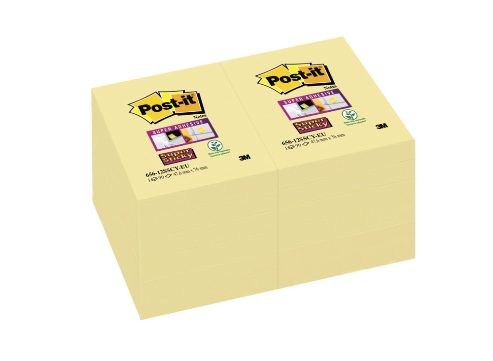 Post-it® Super Sticky, Foglietti Riposizionabili, 12 Blocchi, Varie Dimensioni