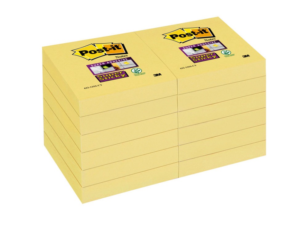 Post-it® Super Sticky, Foglietti Riposizionabili, 12 Blocchi, Varie Dimensioni EX10004467