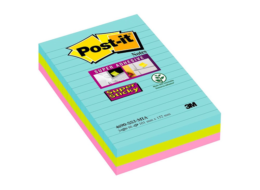 Post-it® Super Sticky XL Ultra, a Righe, Varie Dimensioni