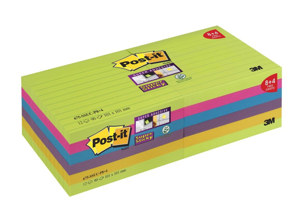 Post-it® Supersticky, a Righe, Varie Dimensioni