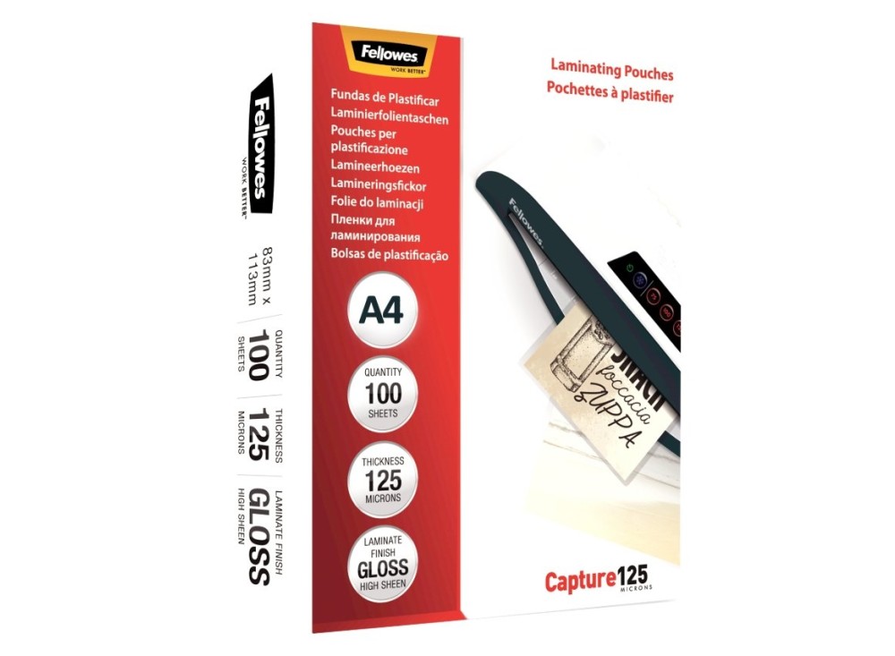 Pouches Lucide Fellowes A4 125 Micron 100 Pz