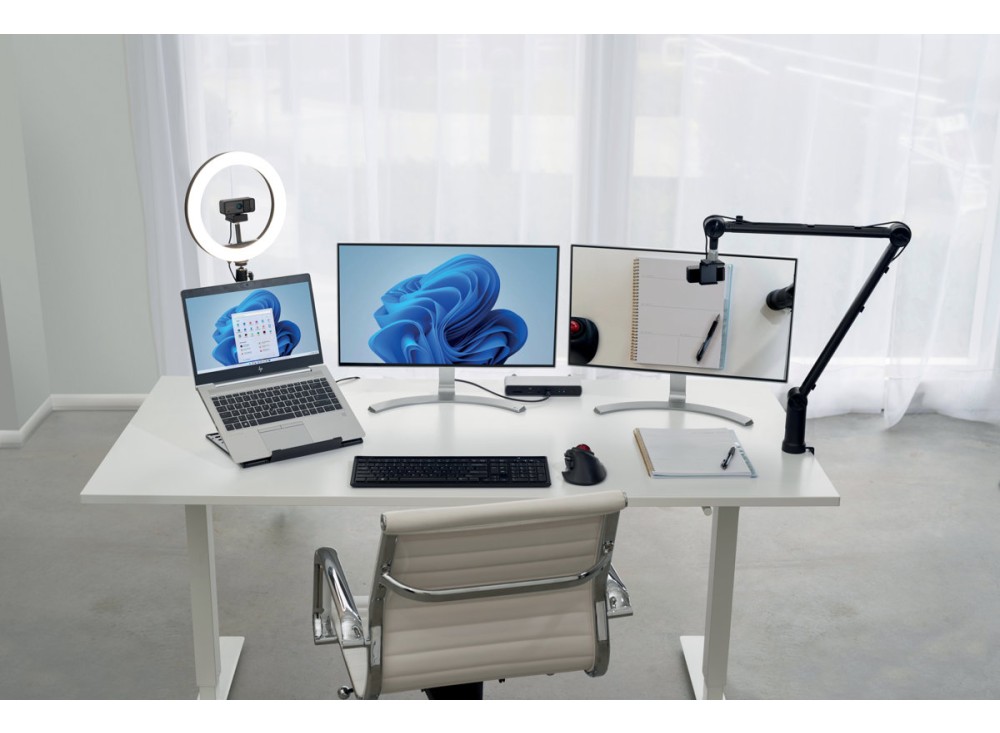 ProVc Webcam W1050, Grandangolare con Fuoco Fisso, Full HD (1080p a 30 fps), Microfono Integrato con Riduzione del Rumor