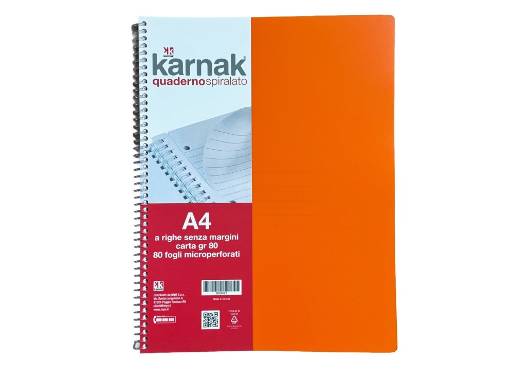 Quaderni Karnak Spiralati A4 con fori a Righe e a Quadretti 80 Fogli
