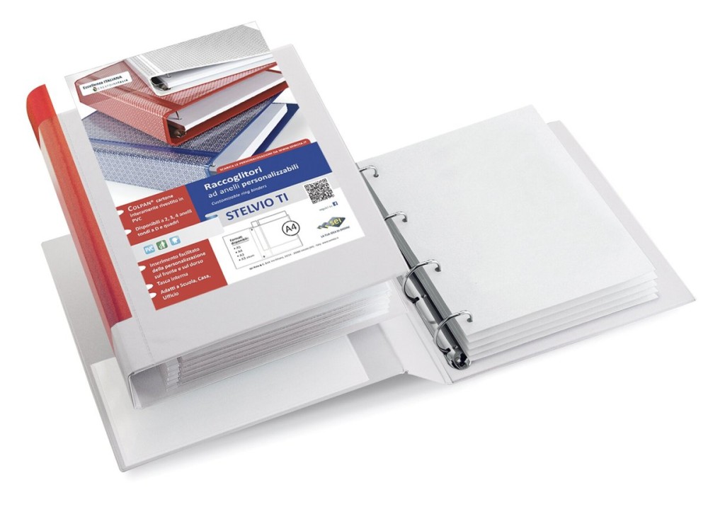 Raccoglitore Stelvio TI, a 4 Anelli, Colpan®, Vari Dorsi