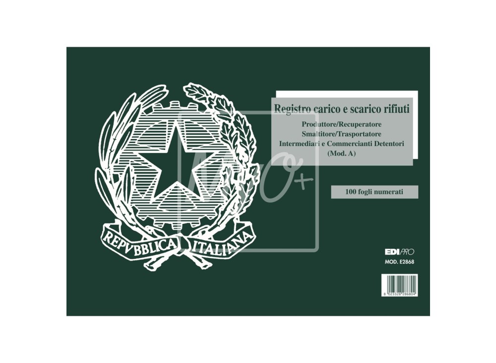 Registro Carico/Scarico Rifiuti, Mod. A, 29,7x22,5 Cm EX10002293