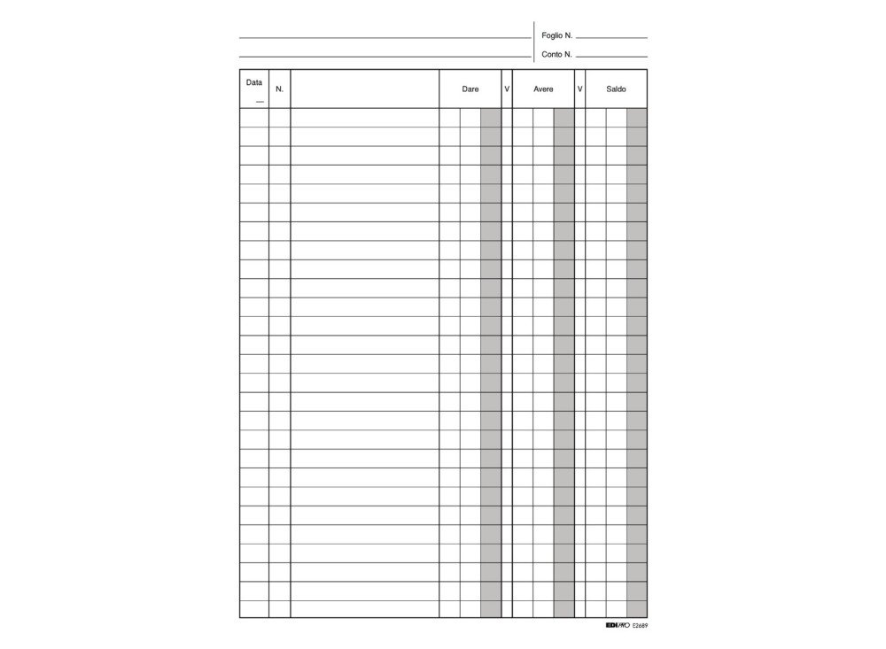 Registro Contabile, Dare - Avere - Saldo, 17x24 Cm, 100 Fogli