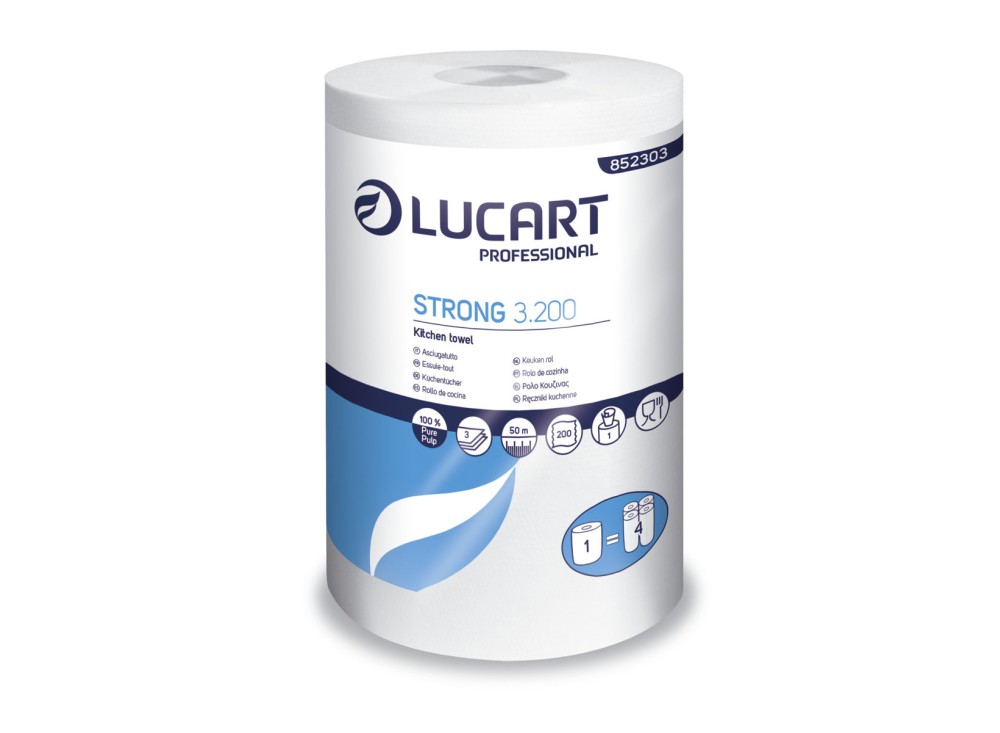 Rotolo Asciugatutto Multiuso Strong 3 Veli, 100% Pura Cellulosa, 200 Strappi
