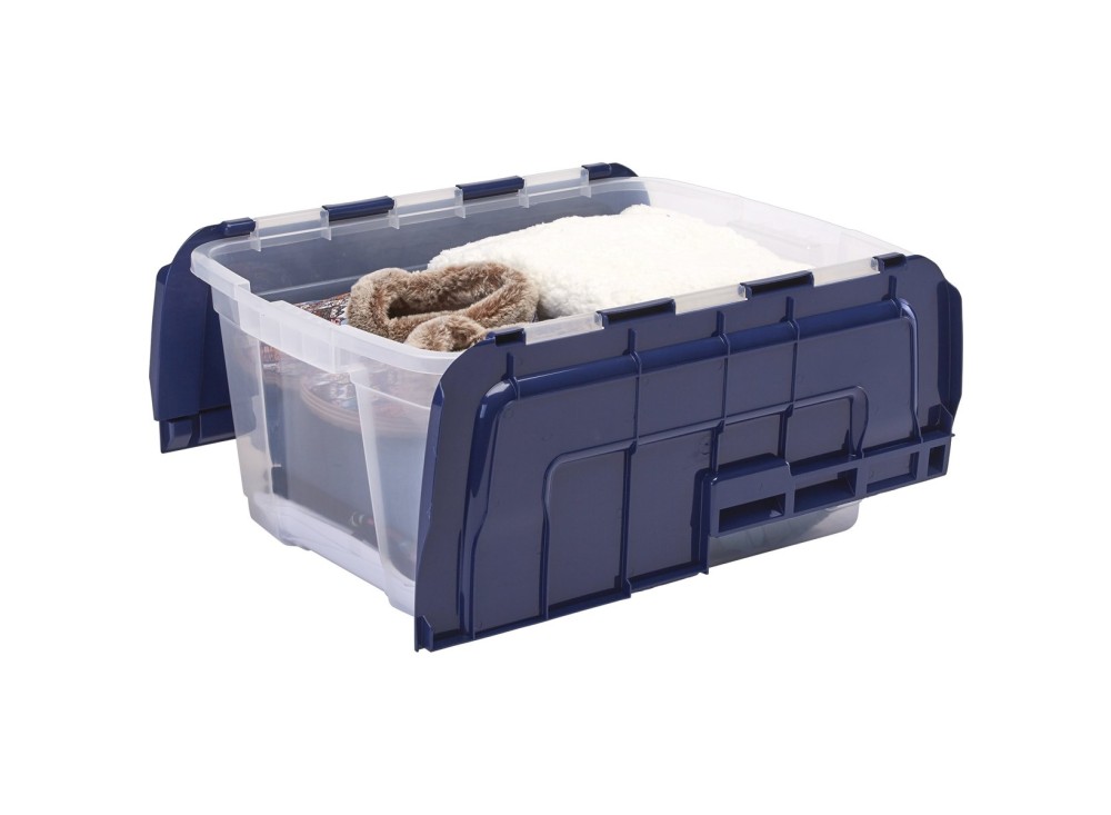 Scatola Banker Box con coperchio a Cerniera, in Plastica Parzialmente Riciclata, con Coperchio e Maniglie, Impilabili, D