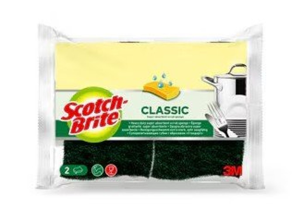 Scotch-Brite® Spugna Abrasiva in Cellulosa Classic, 2 Pezzi per Confezione 0683249