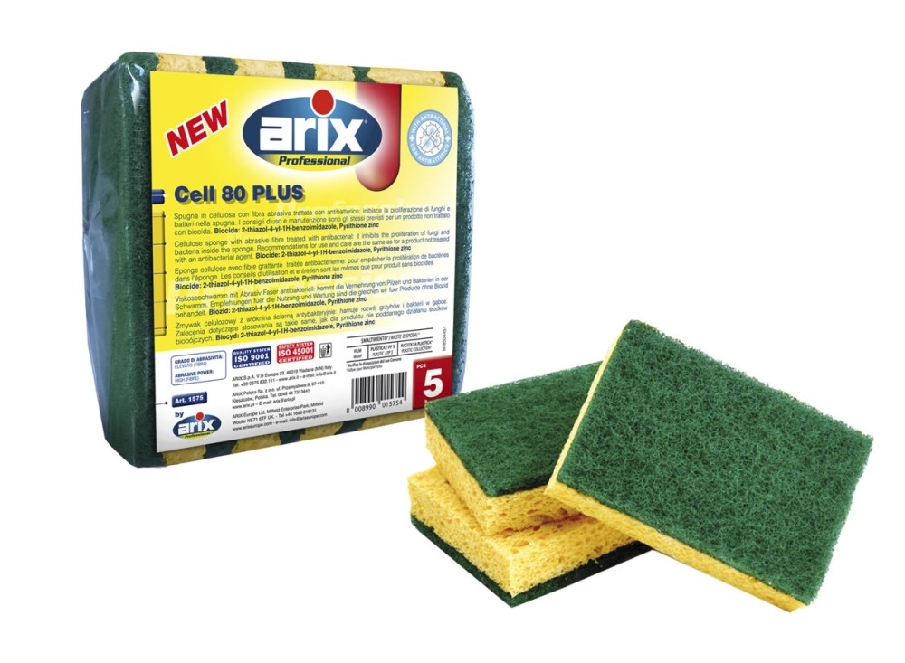 Spugna Cellulosa Abrasiva Antibatterica, Confezione da 5