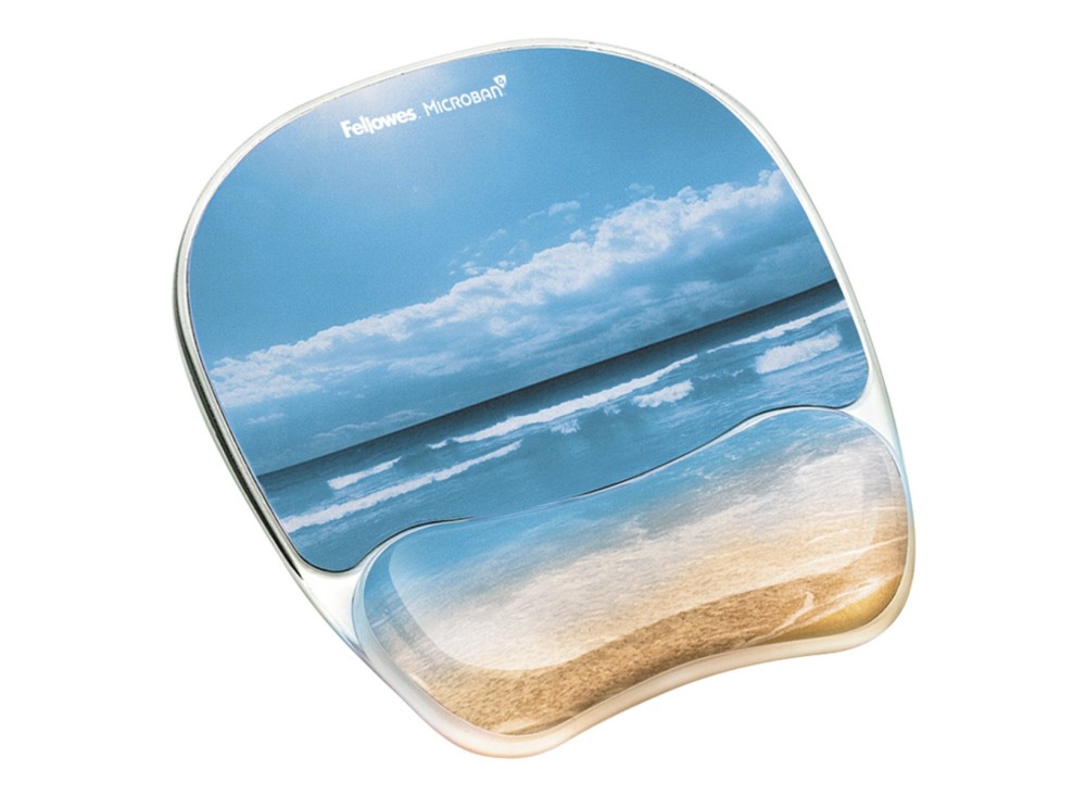 Tappetino Mouse e Poggiapolsi da Tastiera con Supporto in Gel, Fantasia Spiaggia Sabbiosa