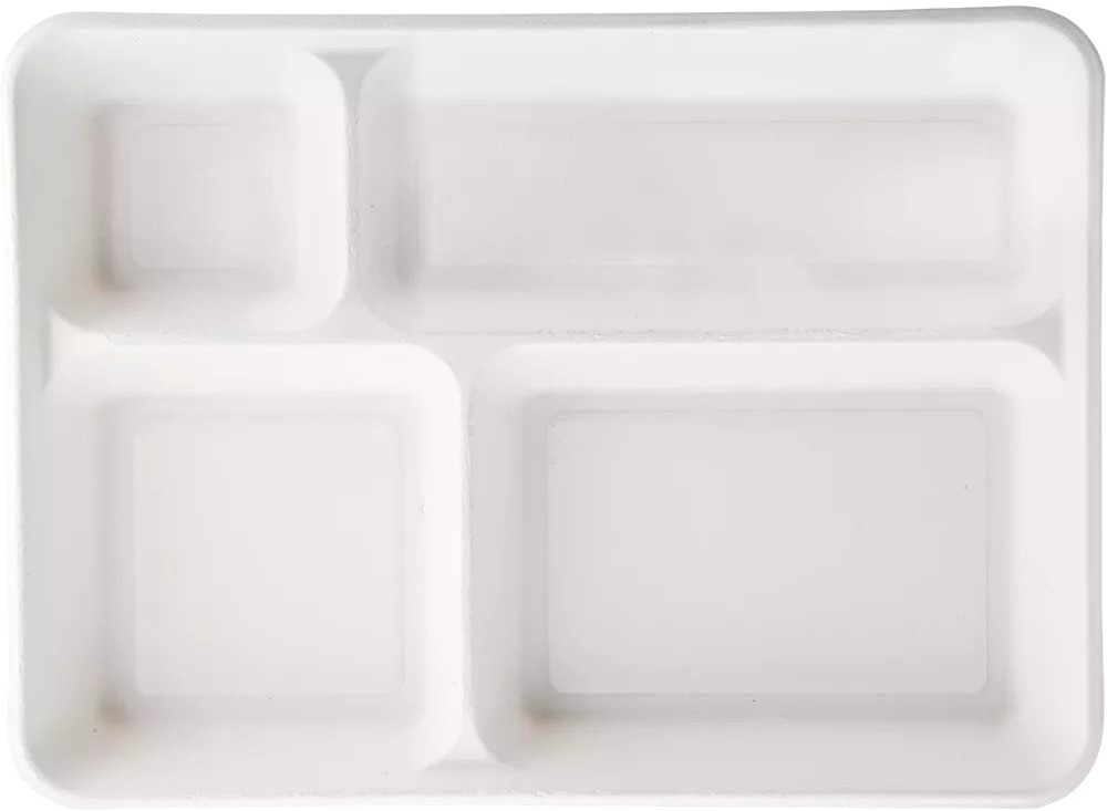 Vassoio Monouso in Polpa di Cellulosa 4 Scomparti, cm 27x37